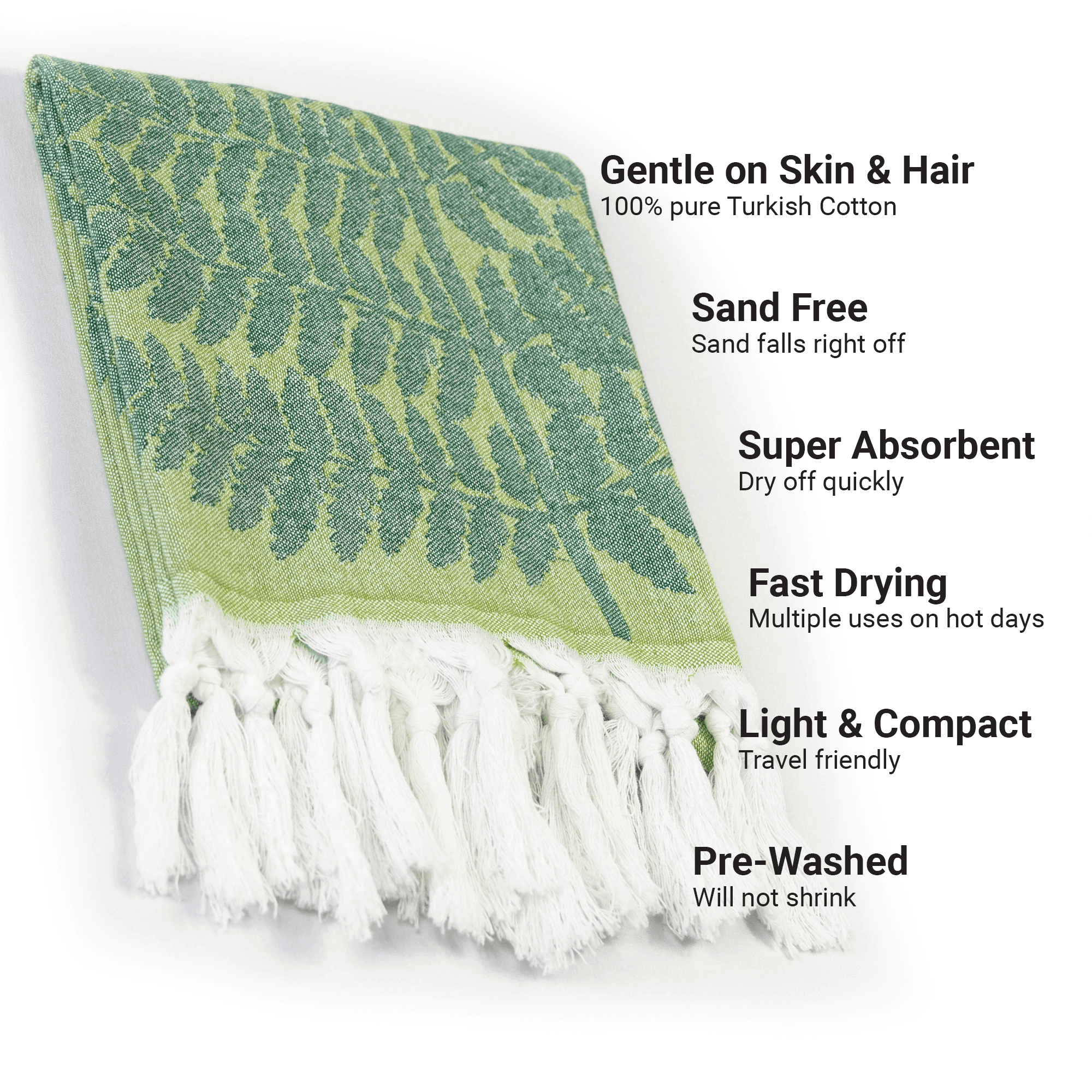 Turkish Towels Canada | Hand Towel | Green Fern
