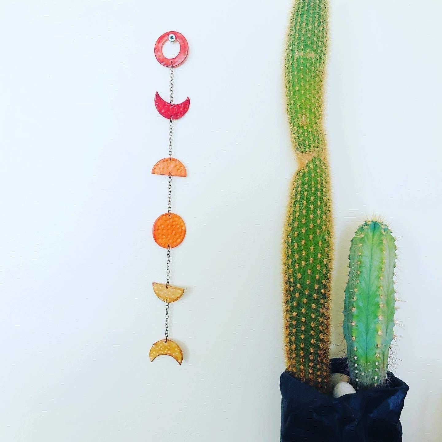 Ombe Moon Phase Wall Hanging in Yellow Orange Red