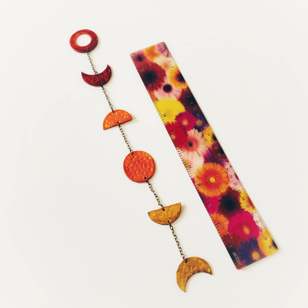 Ombe Moon Phase Wall Hanging in Yellow Orange Red